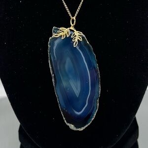 Blue Agate 4” Pendant Necklace